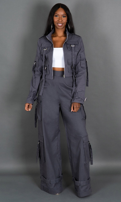 Street Chic Cargo Jacket - Gray