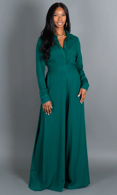 Scarlett Button Up Shirt - Hunter Green