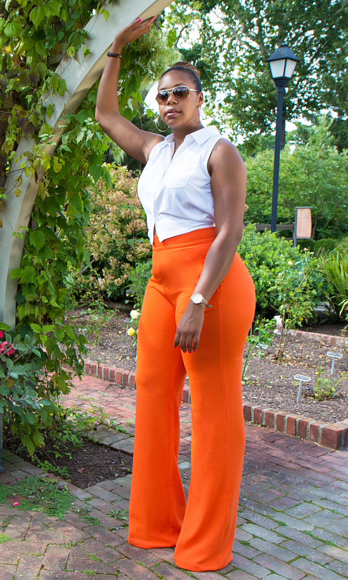100% linen trousers Orange