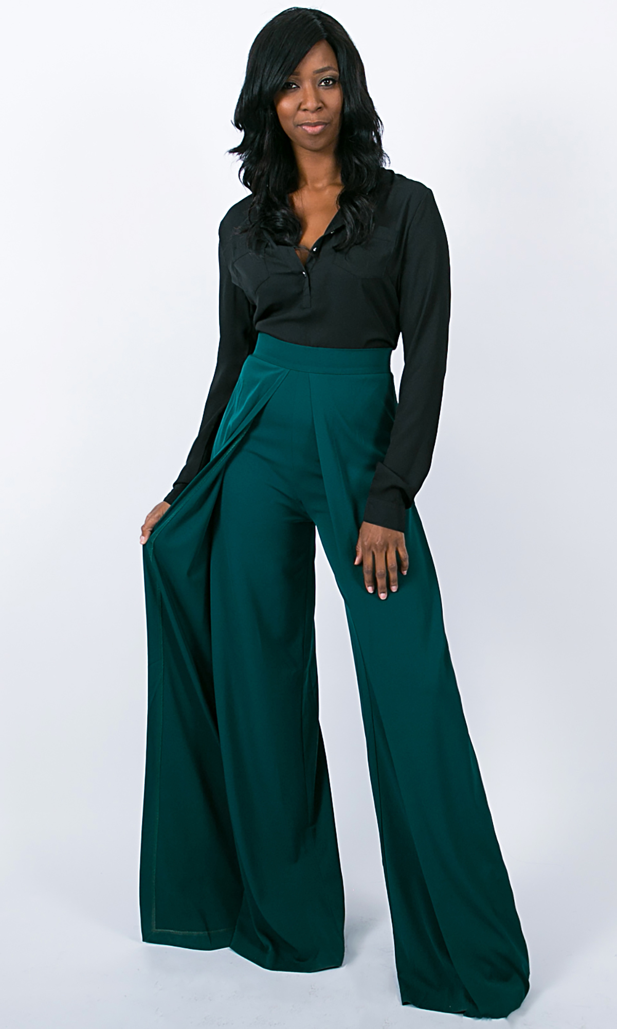 Teal Wide Leg \u0026 High Waist Pants 
