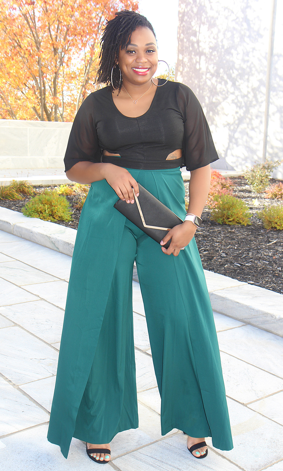 Tall Women's Teal Wide Leg & High Waist Pants