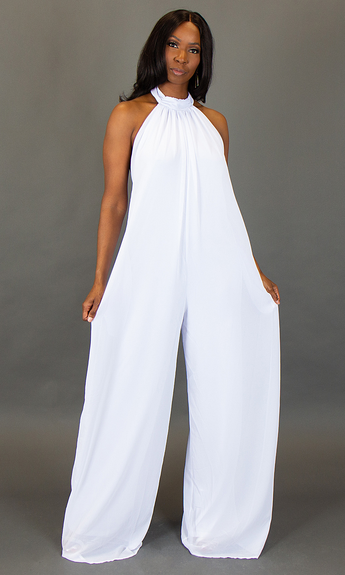 Tall Women's White Jumpsuits | Wide Leg 