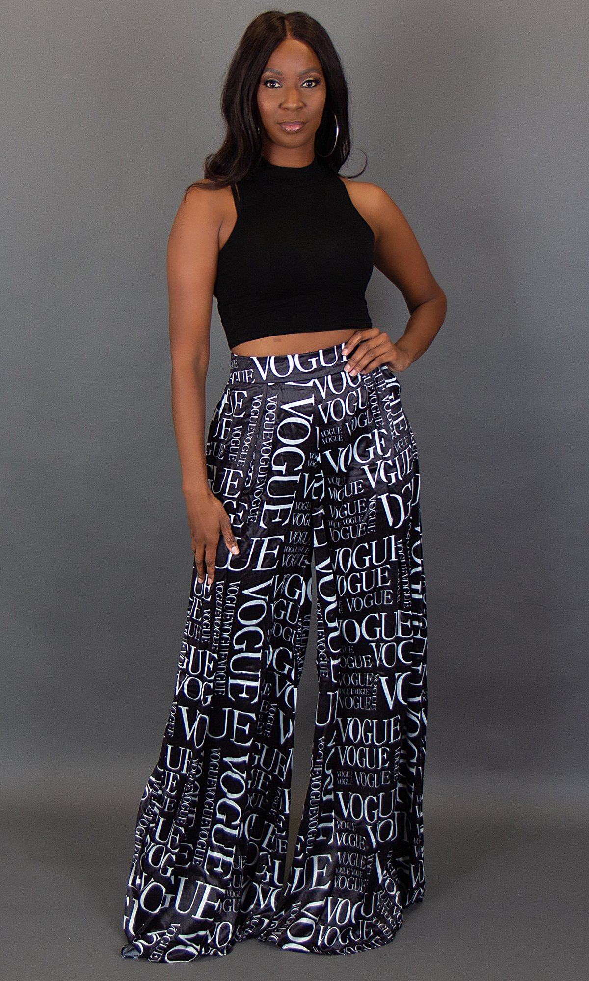 Fablestreet Black & White Printed Mid Rise Trousers