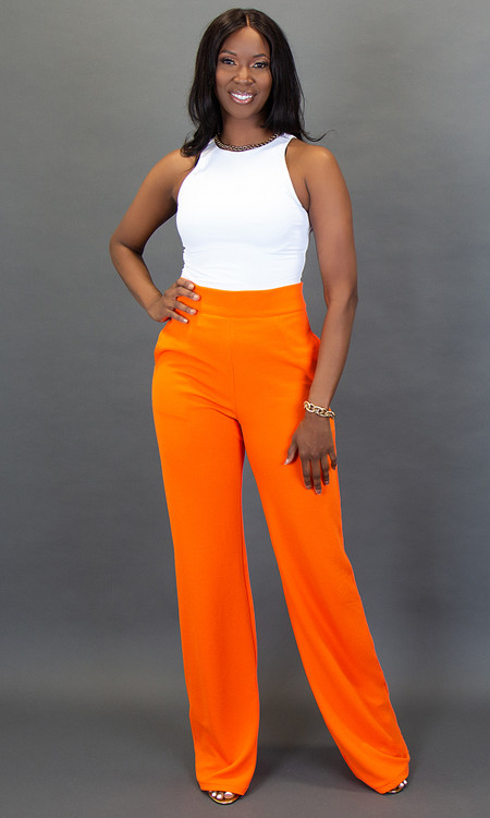 Orange Wide Leg Pants |Tall Clothing 
