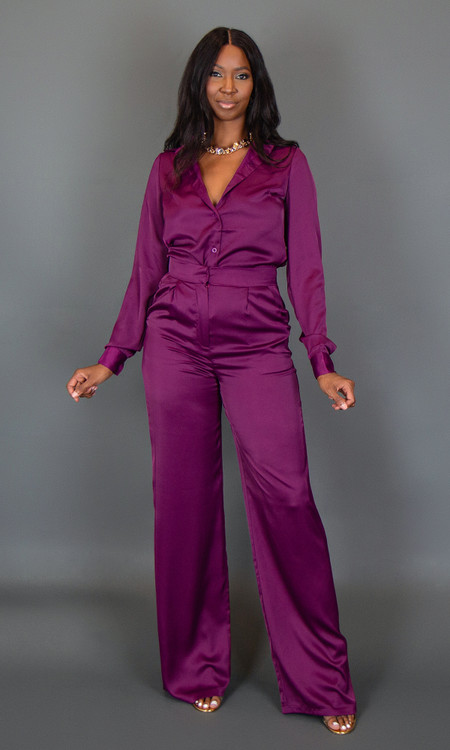 Satin Pants - Purple - Ladies