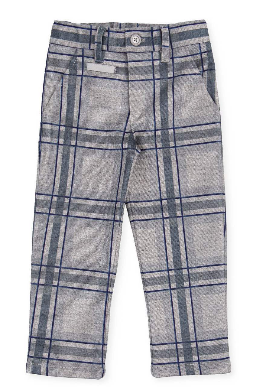 John Lewis Heirloom Collection Kids' Check Linen Blend Trousers, Grey, 2  years