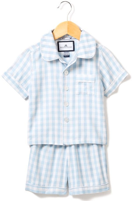 PETITE PLUME Boys Blue Gingham Short Pajama set 
