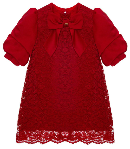 Patachou smocked-panel chiffon dress - Red