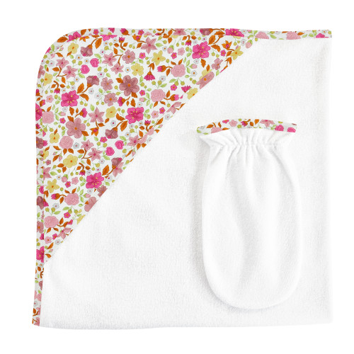 Baby Club Chick Hodded Towel & Mitt - Blossom (TOW04120)