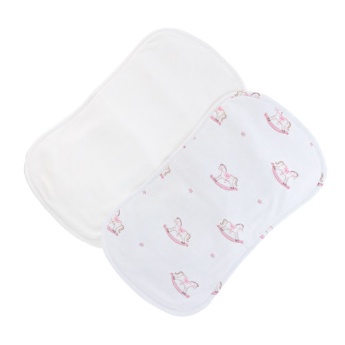 Baby Club Chick Burp Cloth Set - Rocking Horse Pink (BUR01078)
