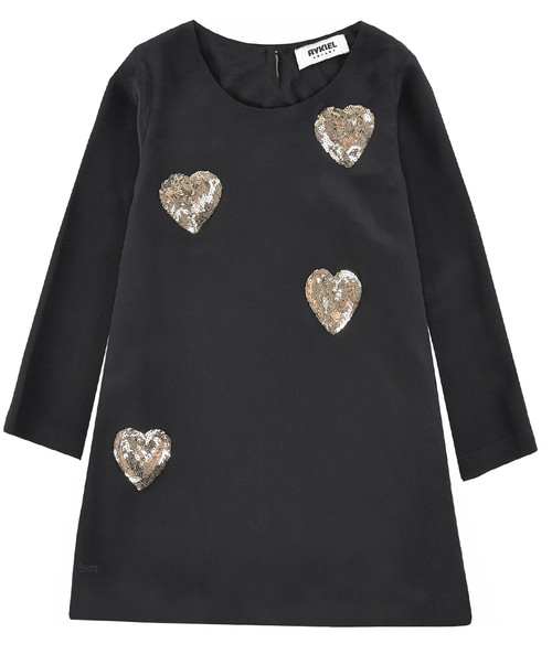 Sonia Rykiel black silk dress with hearts.