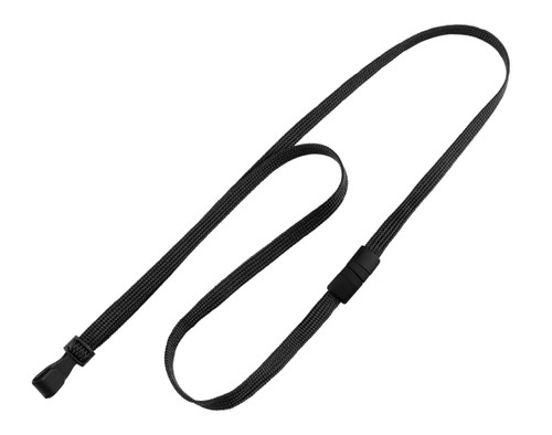 Black 3/8" Breakaway Lanyard with Wide Plastic Hook - 100 Pack