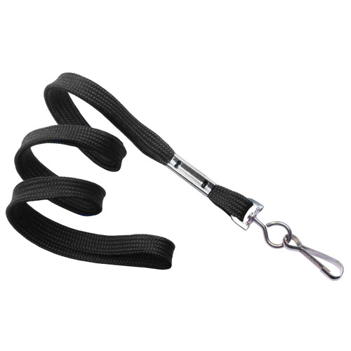 Black  3/8" Lanyard with Nickel-Plated Steel Swivel Hook - 100 Pack