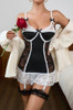 SI BABYDOLL, G STRING, & LEG GARTER SET MAID - M
