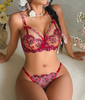 SI FLORAL BRA & PANTY SET RED - S