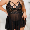 SI BABYDOLL AND G STRING BLACK - 3X