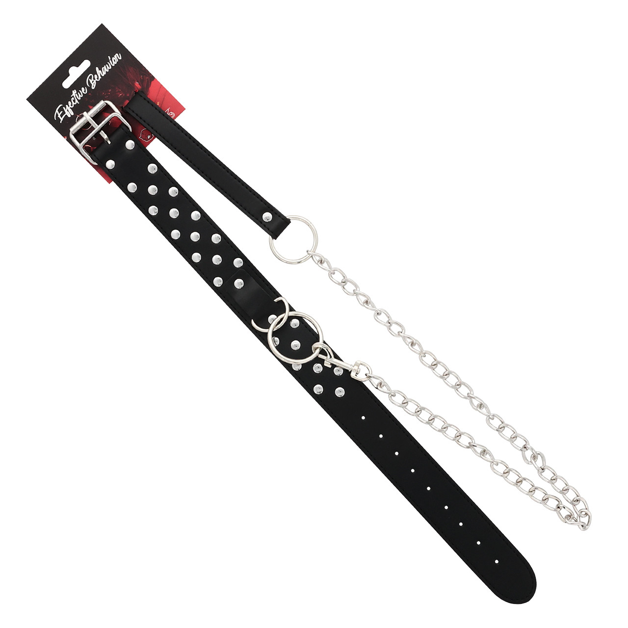 COLLAR BLACK W/CIRCLE RIVETS-LEASH