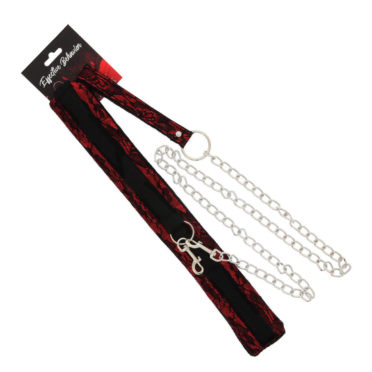 COLLAR RED/BLACK PLUSH LACE W/LEASH