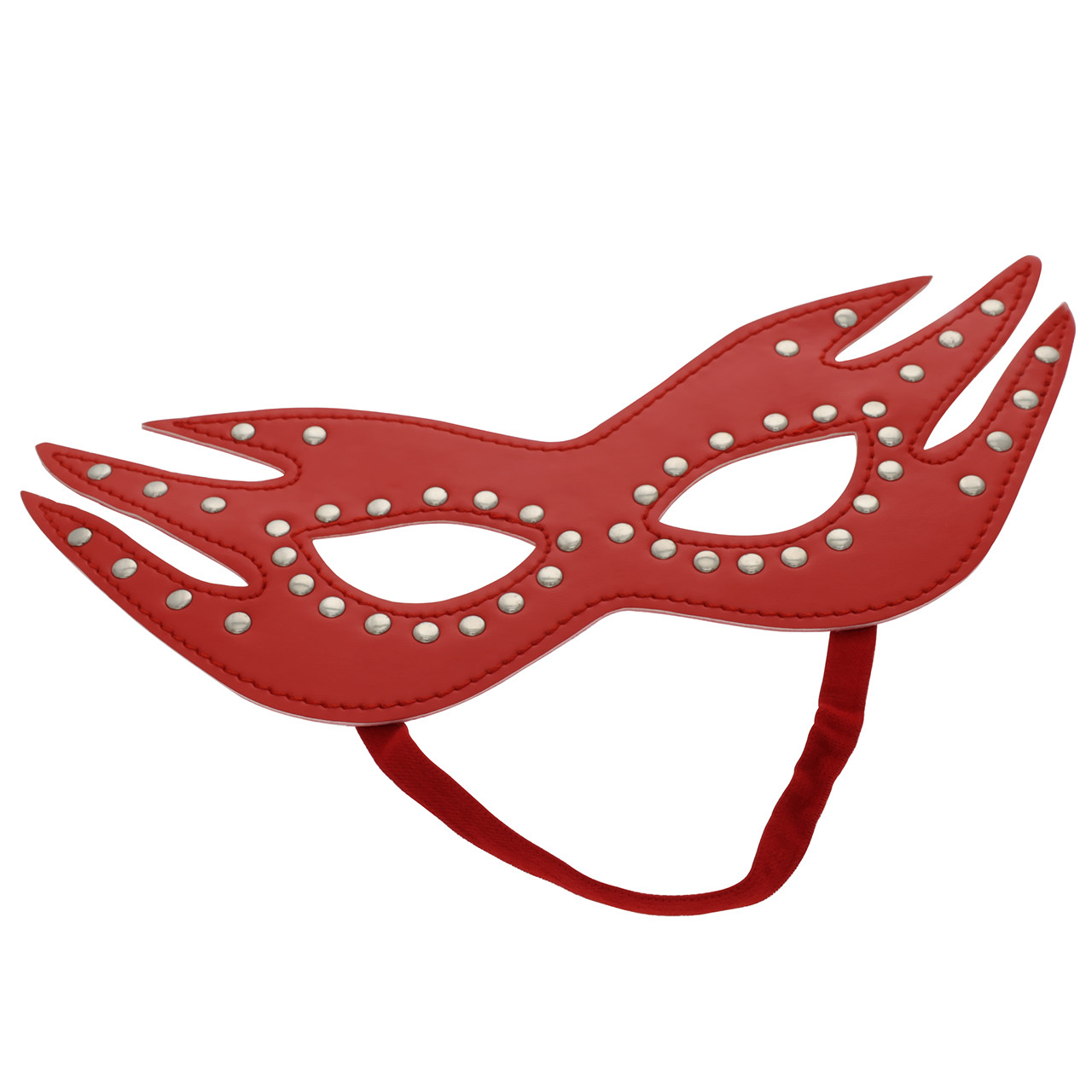 SEXCAPADES RED FAUX LEATHER STUDDED CAT EYE MASK