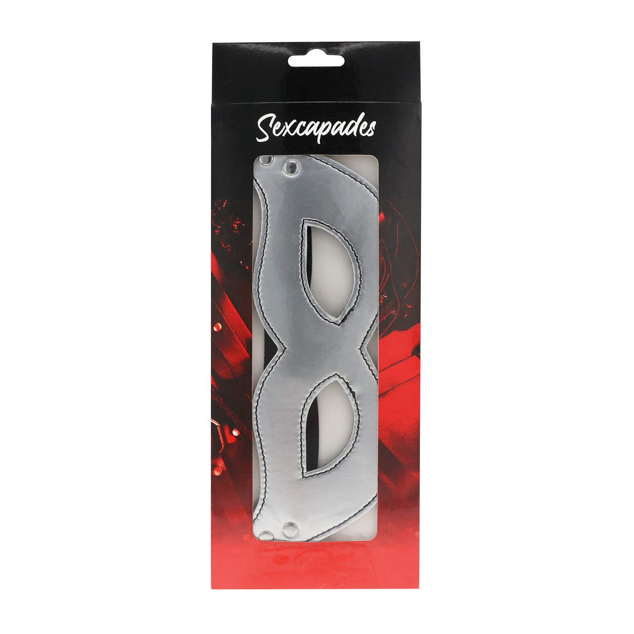 SEXCAPADES SILVER FAUX LEATHER CAT MASK W/ EARS