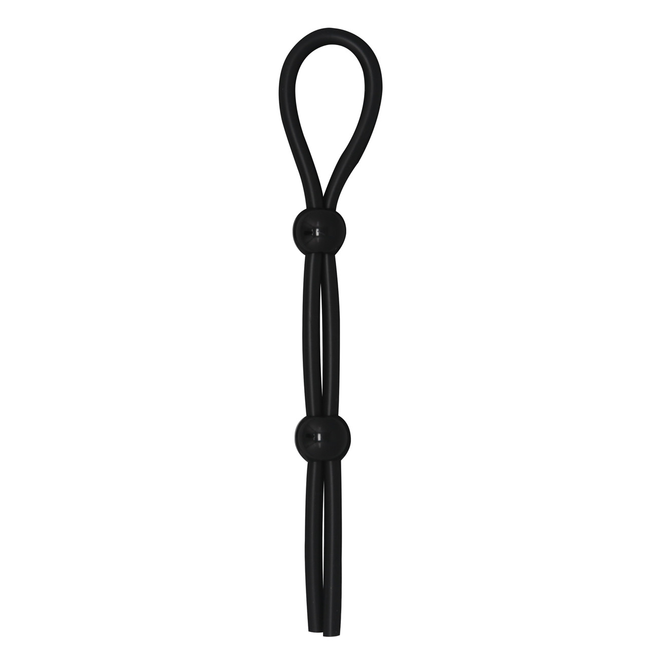 DOUBLE BARREL LONG SILICONE LASSO COCK RING - BLACK