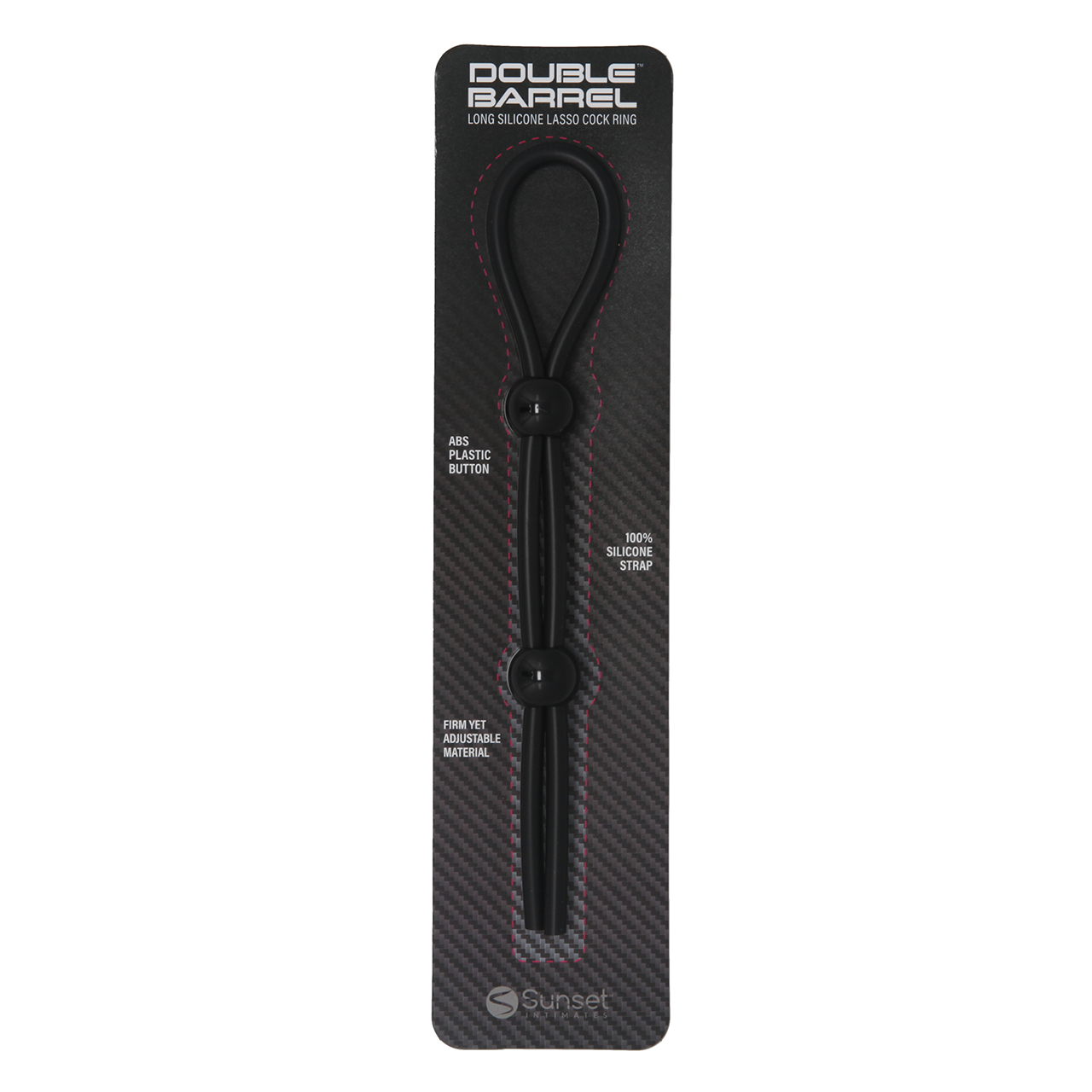 DOUBLE BARREL LONG SILICONE LASSO COCK RING - BLACK