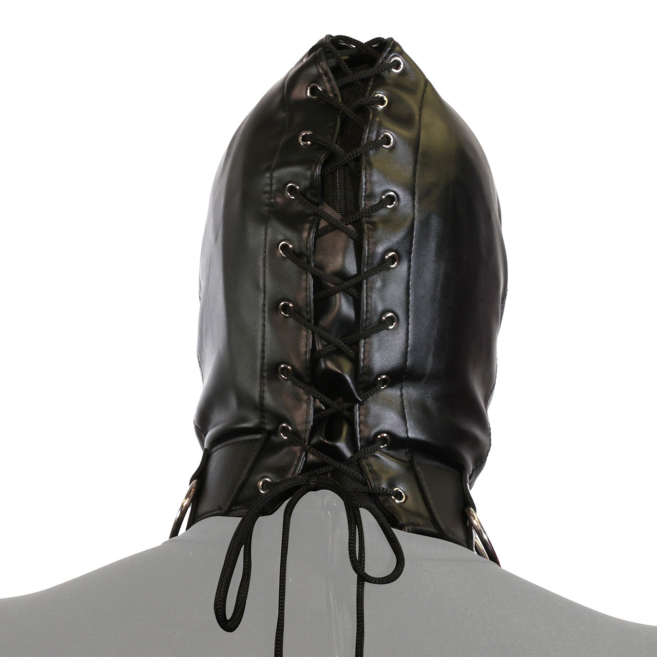 UNTAMED BLACK FAUX LEATHER STRAP HOOD