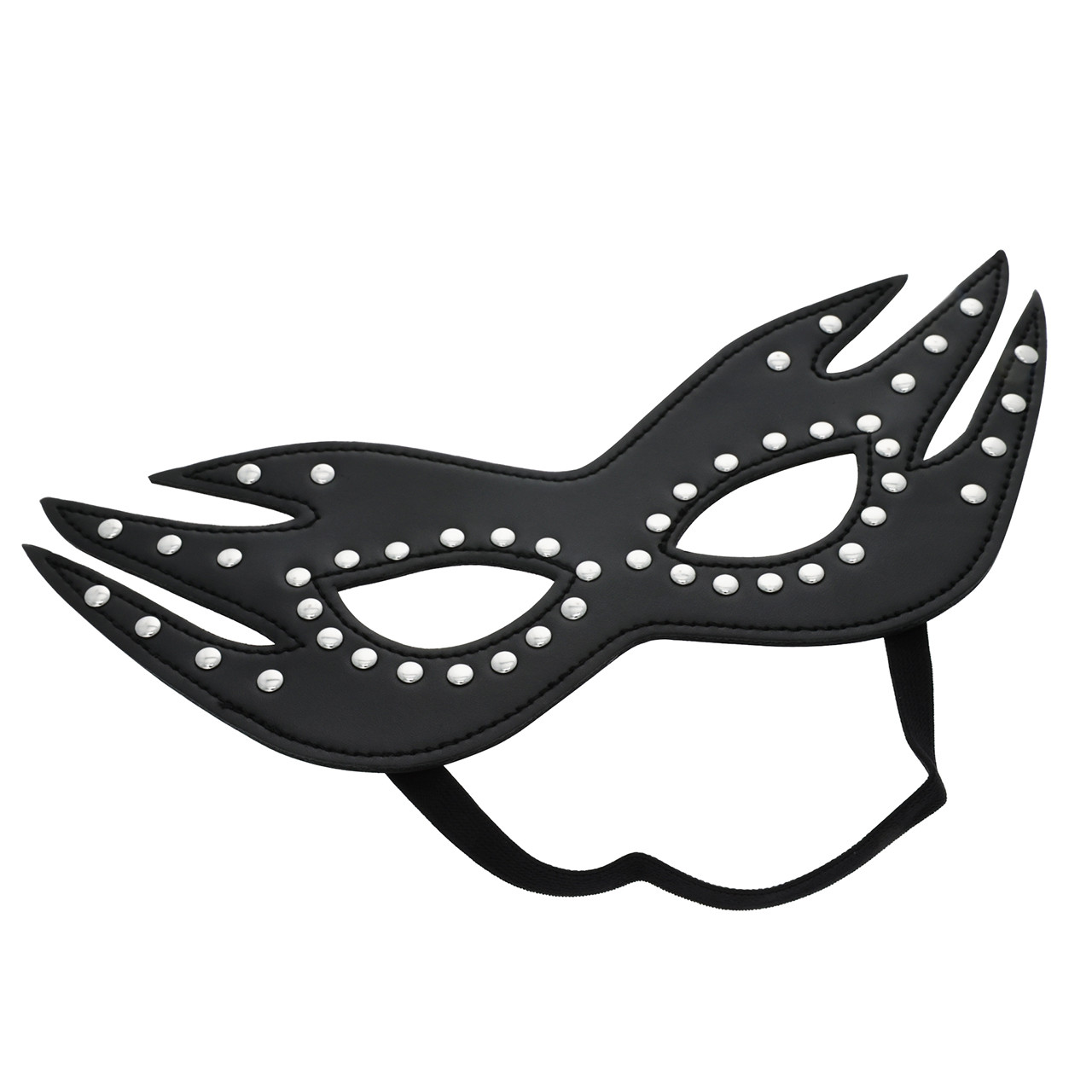 SEXCAPADES BLACK FAUX LEATHER STUDDES CAT EYE MASK