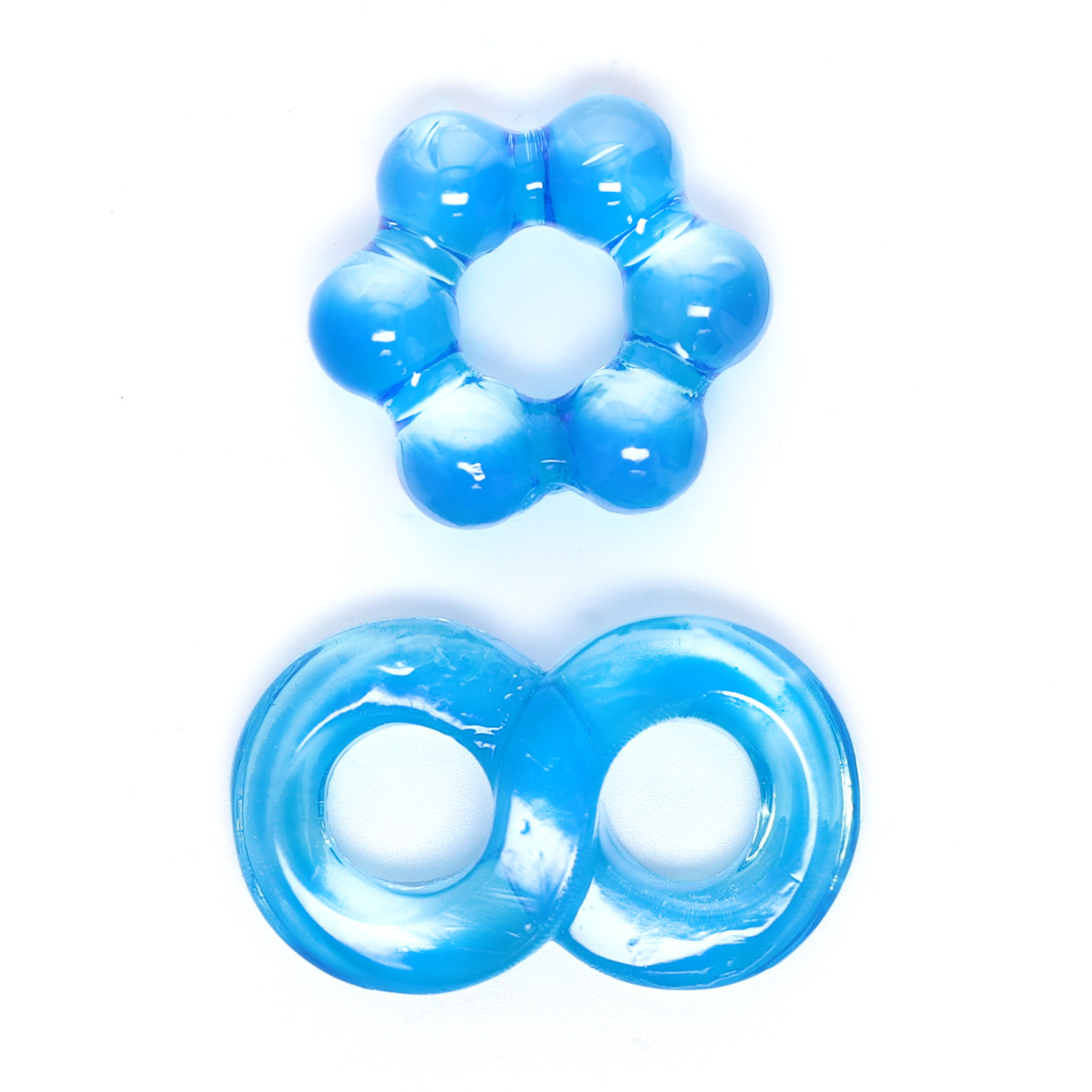 DYNAMIC DUO ELASTIC COCK RINGS - BLUE