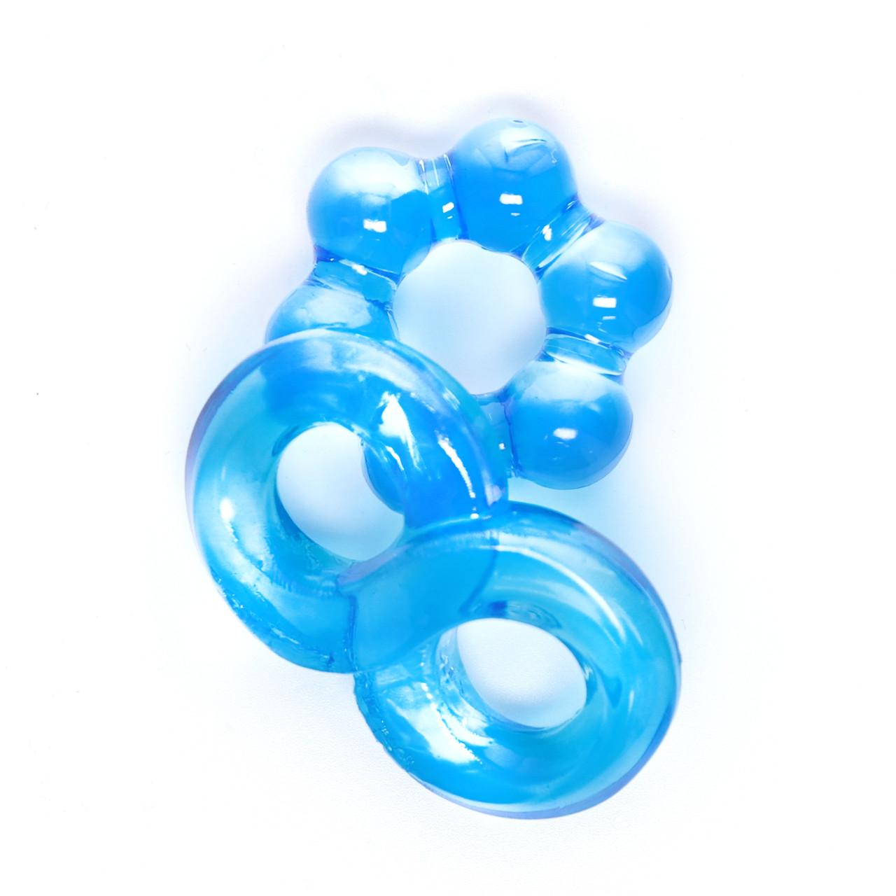 DYNAMIC DUO ELASTIC COCK RINGS - BLUE