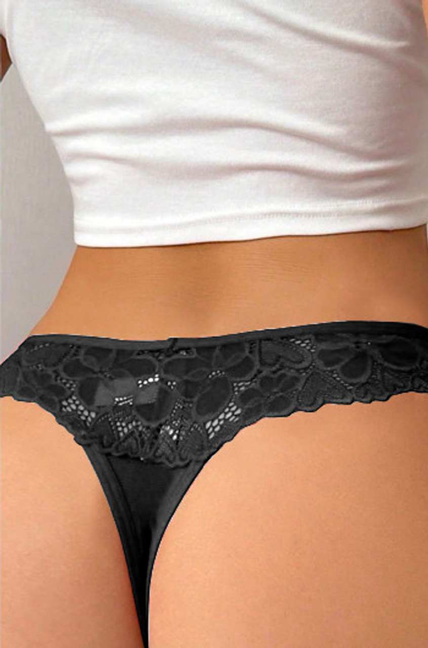 SI LACE TOP THONG 2 PACK PANTY RED/BLACK - M