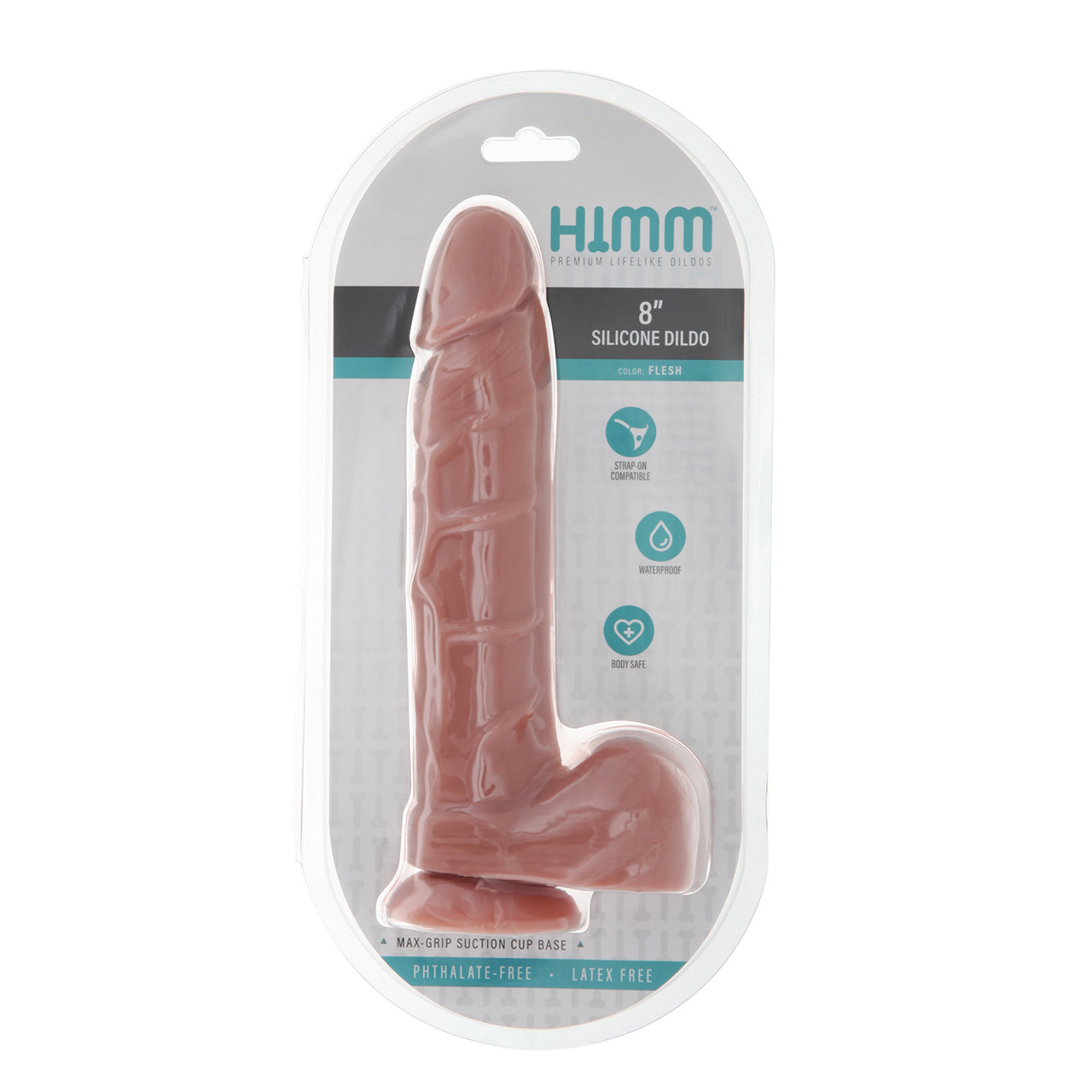 8IN SILICONE DILDO W/BALLS FLESH