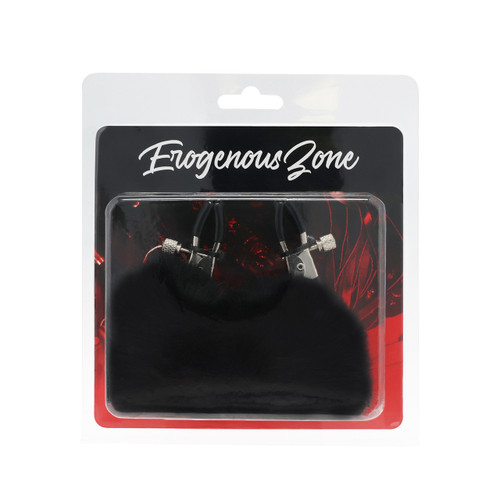 EROGENOUS ZONE BLACK RABBIT TAIL NIPPLE CLAMPS