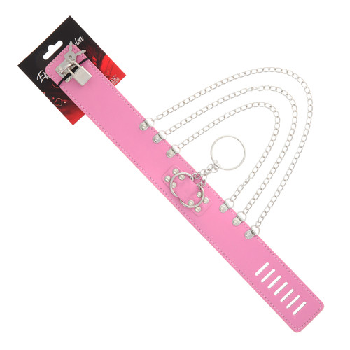 COLLAR PINK W/HANGING CHAINS-LOCK