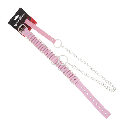 COLLAR PINK/METAL W/LEASH