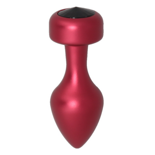 ANAL PLUG AL ALLOY SMALL RED WITH BLACK JEWEL