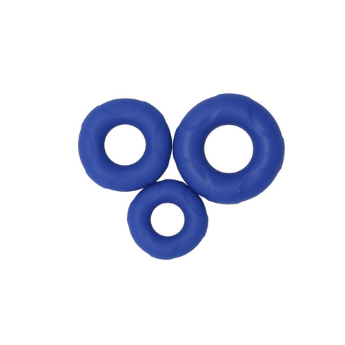BRAWNY BANDS 3PC SILICONE COCK RING SET - BLUE