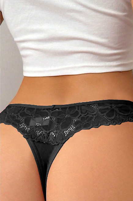 SI LACE TOP THONG 2 PACK PANTY RED/BLACK - L