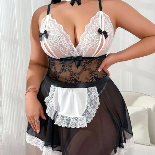 SI BABYDOLL, G STRING, & NECKBAND MAID - 1X