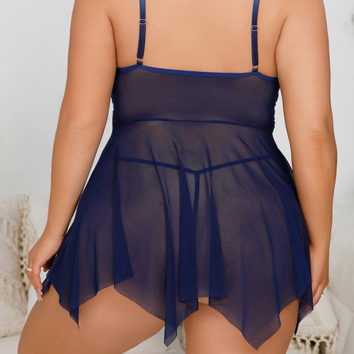 SI BABYDOLL AND G STRING BLUE - 3X