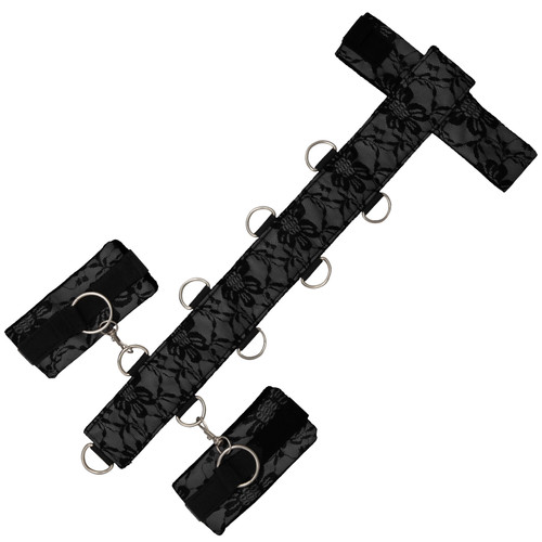 LACE SEDUCTIONS NECK AND WRIST RESTRAINT - BLACK