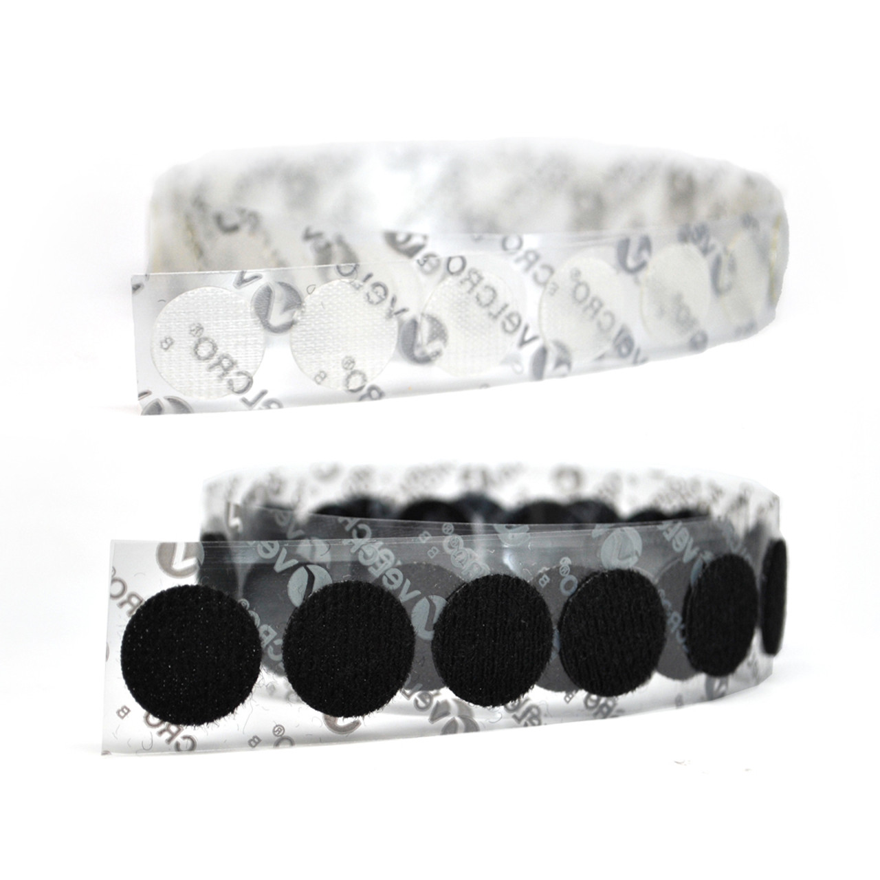 VELCRO® Brand Low Profile Circles On A Roll Clear and Black / Thin Velcro - Low Profile Velcro