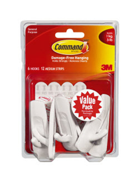 3M Command White Plastic Damage Free Mini Adhesive Hanging Hooks