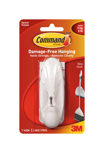 3M Command Large Cord Clips Hooks Damage Free Adhesive 2 Clips 3 Strips Clear, 4-Pack