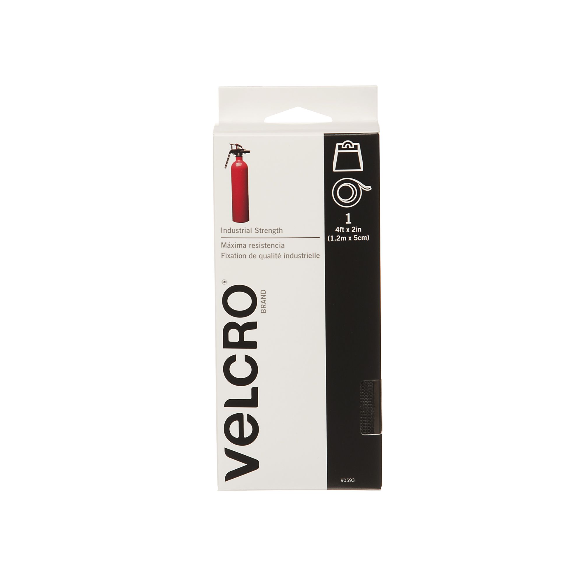 Velcro Industrial-Strength Heavy-Duty Fasteners, 2 x 49 ft, Black (30636)