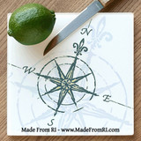 Compass Rose Design Glass Cutting Board at Made From RI