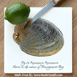 Glass Cutting Board with Native Quahog Decorative Design at Made From RI