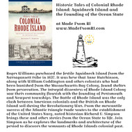 ​Historic Tales of Colonial Rhode Island: Aquidneck Island and the Founding of the Ocean State - Made From RI​