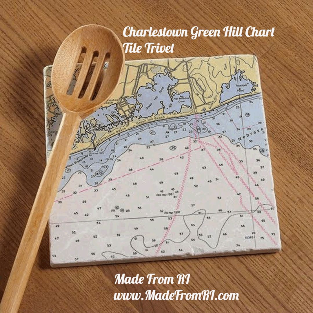 The Many Paths Of The Charlestown RI Shore Made From RI   Charlestown Green Hill Chart Tile Trivet 