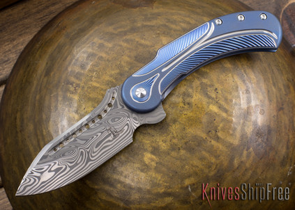 Todd Begg Knives: Steelcraft Series - Field Marshall - Blue & Silver Titanium - Thor Damasteel - G
